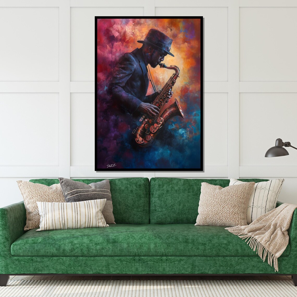 Jazz Saxophone Player Swirling Smoke Colorful Club Music Poster - Image 5