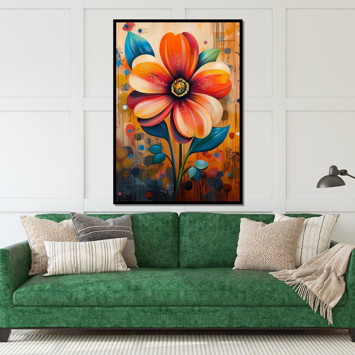 Bold Abstract Orange Flower Urban Graffiti Style Colorful Art Poster - Image 5
