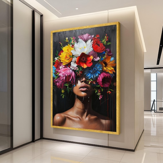 Floral Crown Portrait, Modern Woman Art Print