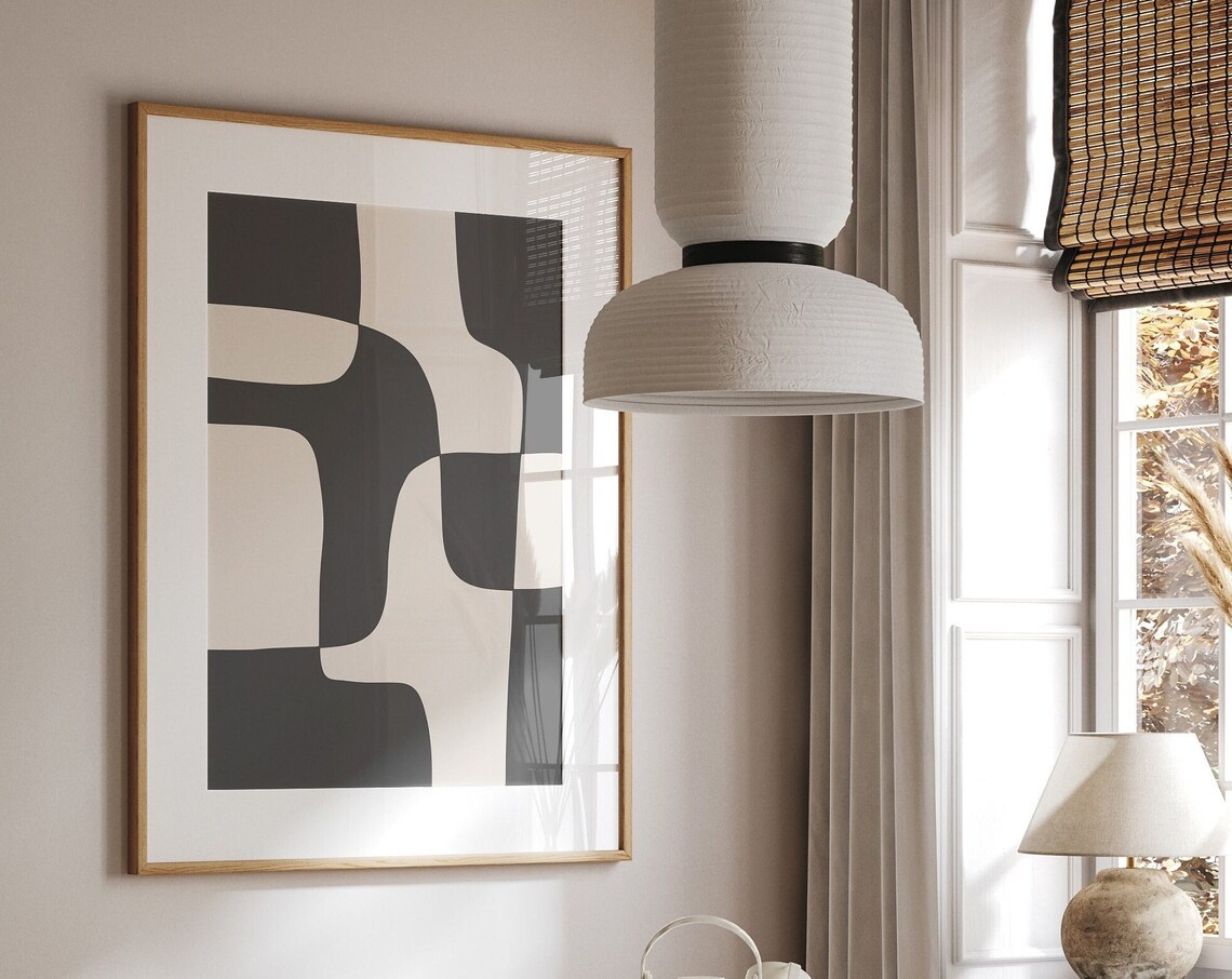Minimalist Black And Beige Abstract Art Print