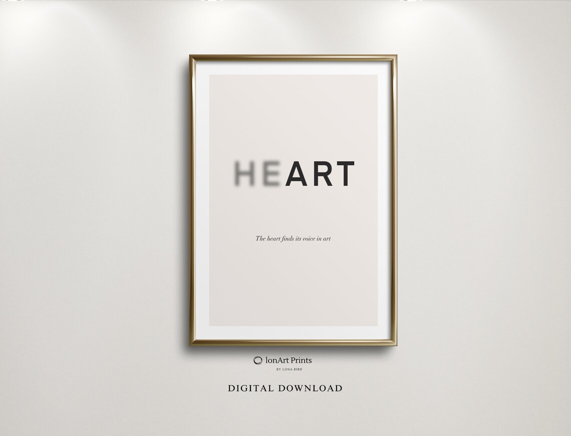 HEART Minimalist Typography Art Quote Fading Letter Design Poster