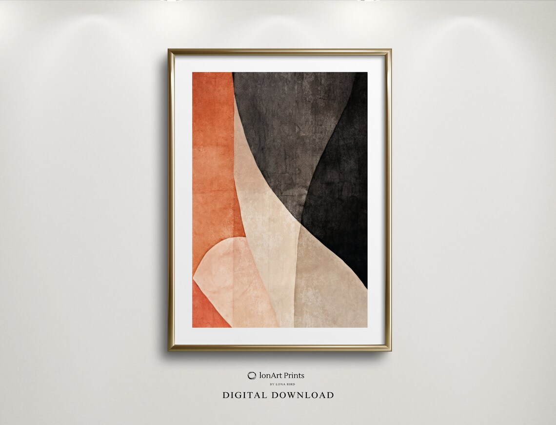 Black And Orange Modern Abstract Art Print
