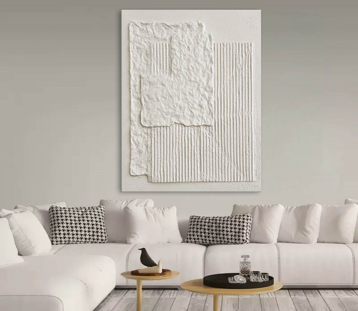 White Plaster Abstract Art, Wabi-Sabi Minimalist Print - Image 3