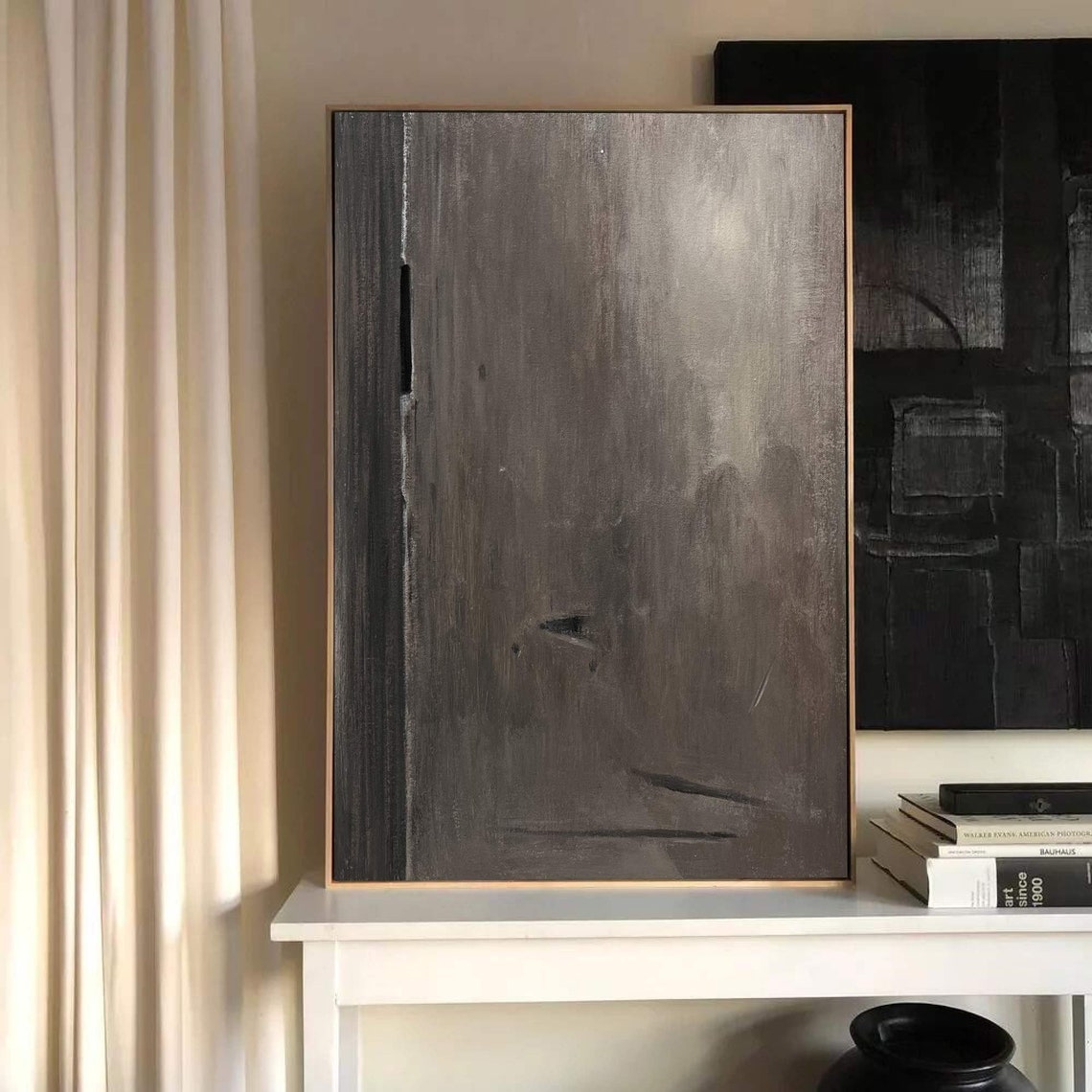 Calm Minimalist Gray Brown Wabi Sabi Abstract Texture Art Poster - Image 2
