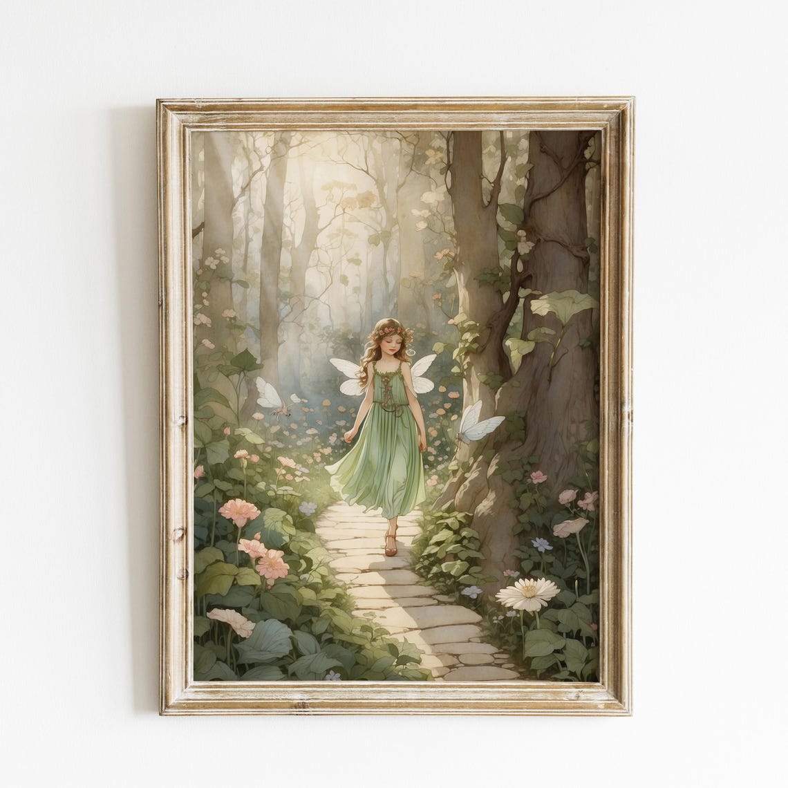 Cute Forest Fairy Fine Art Print Nursery Wall Whimsical Poster For Childrens Room
