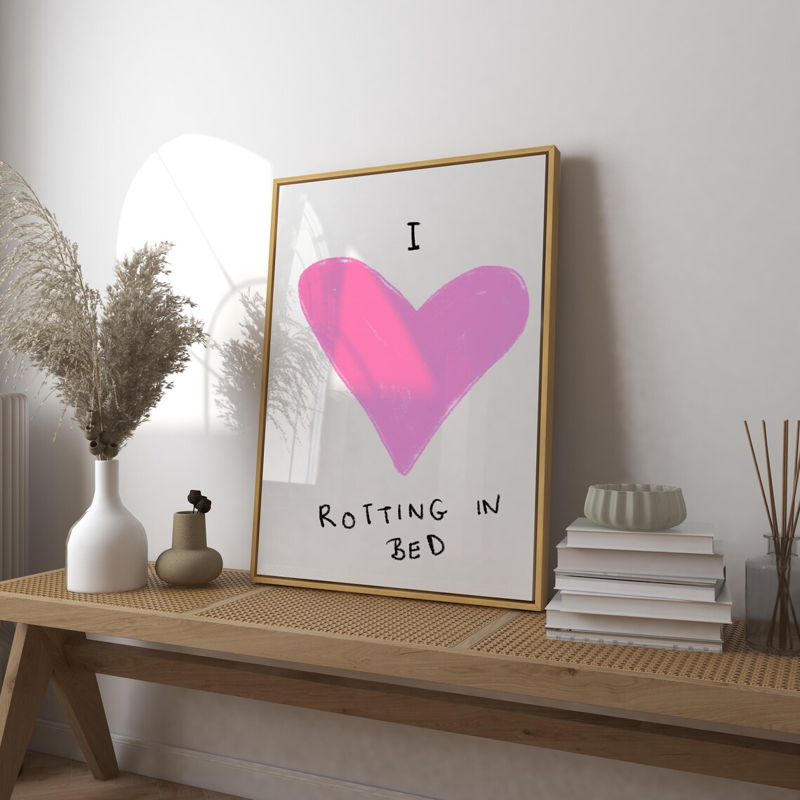 I Love Rotting In Bed Retro Heart Art Print