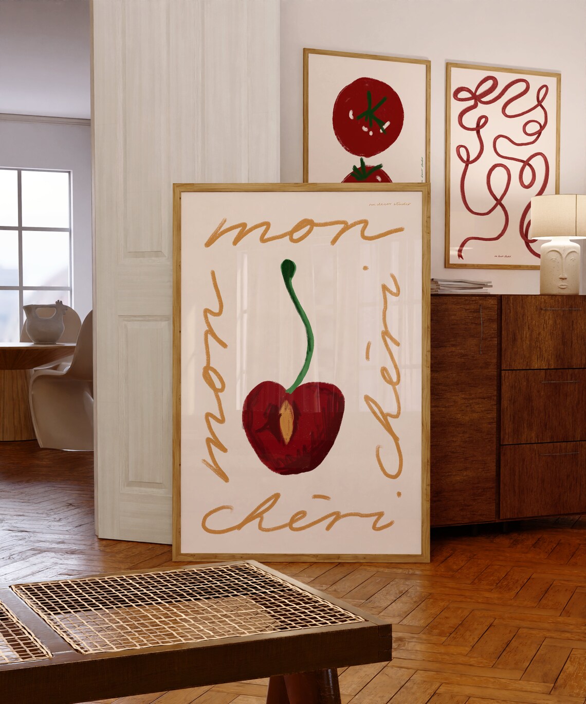 Mon Cheri Vintage Cherry Art Print Poster