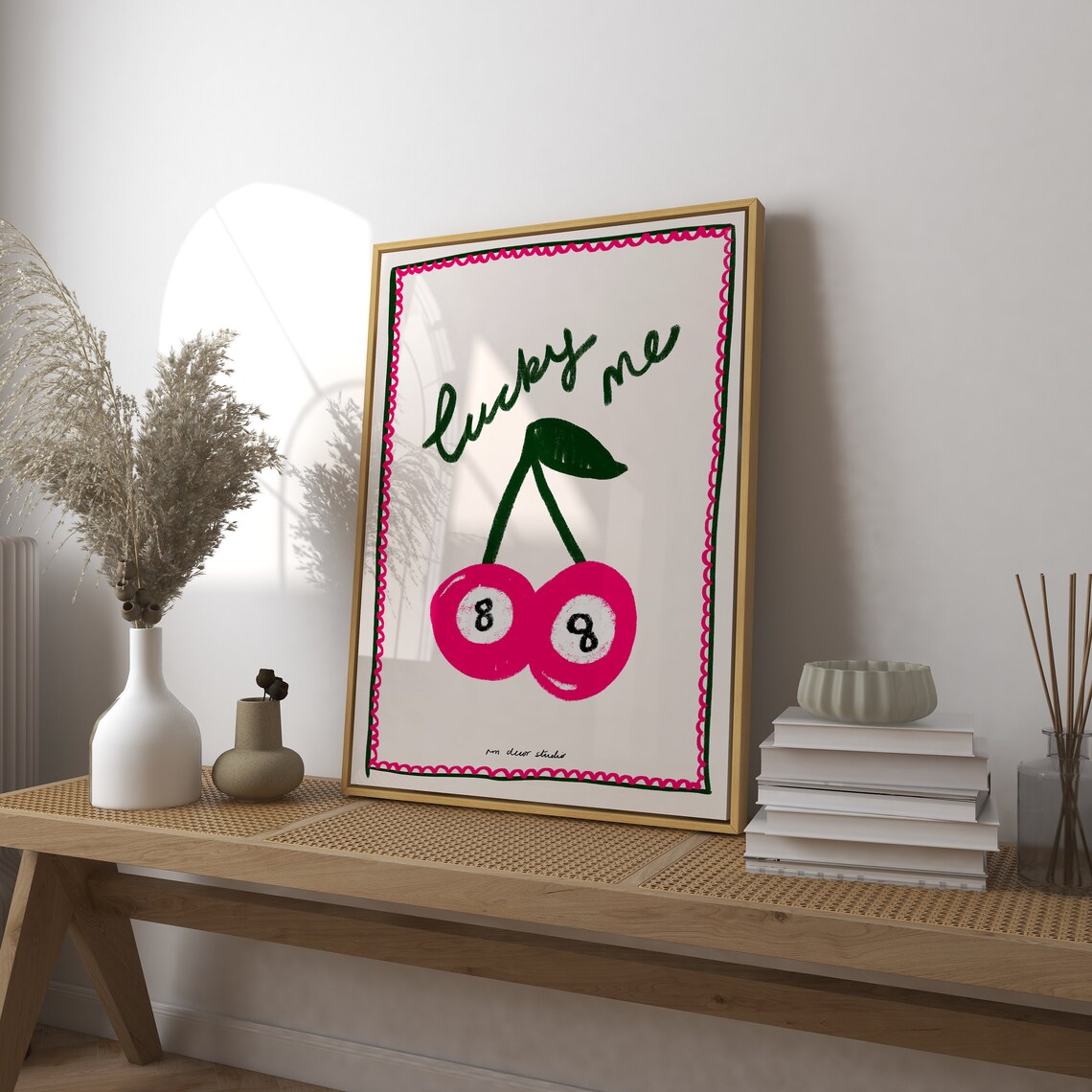 Lucky Me 8 Ball Cherry Vintage Food Art Print - Image 2