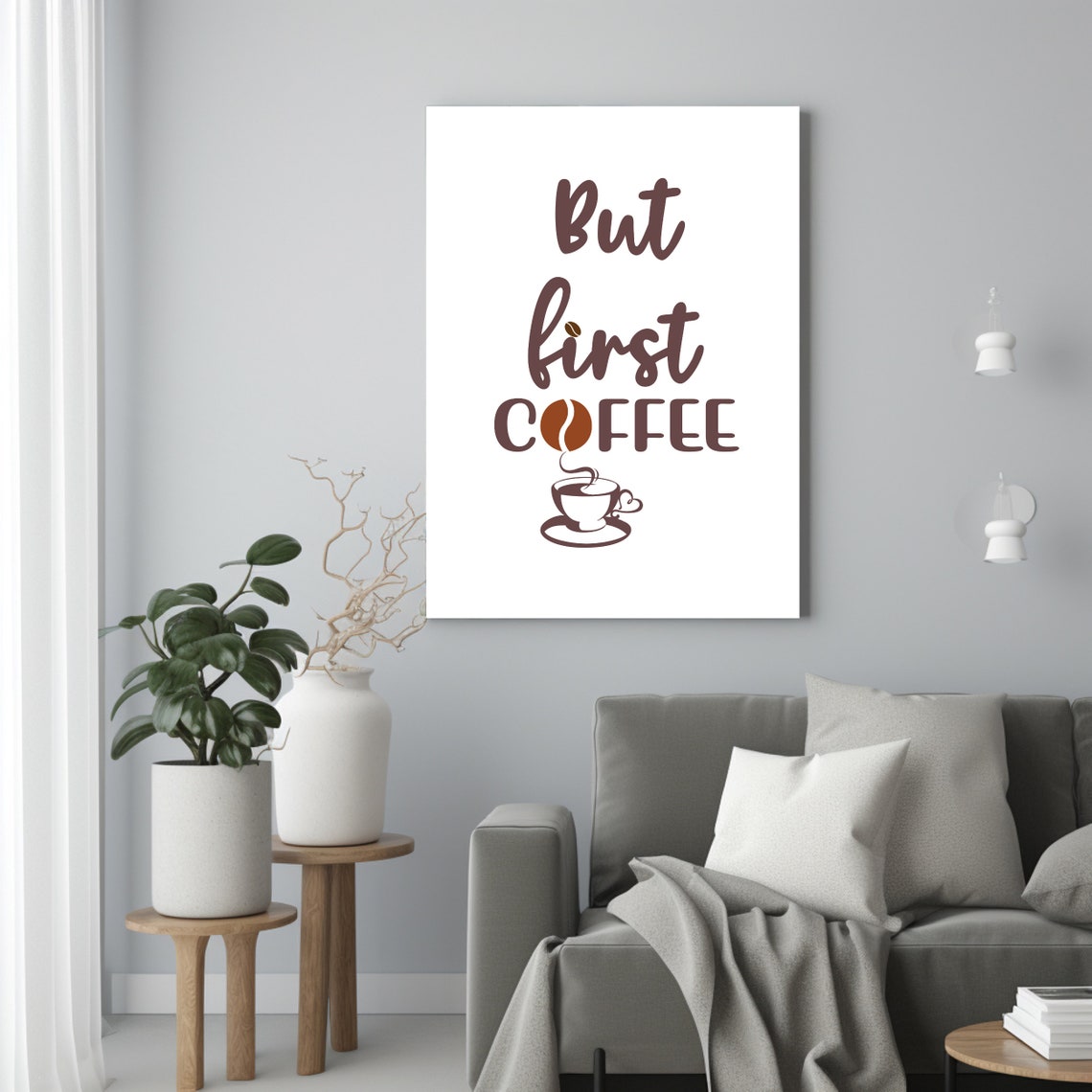 But First Coffee Typography Quote Kitchen Decor Style Wall Poster