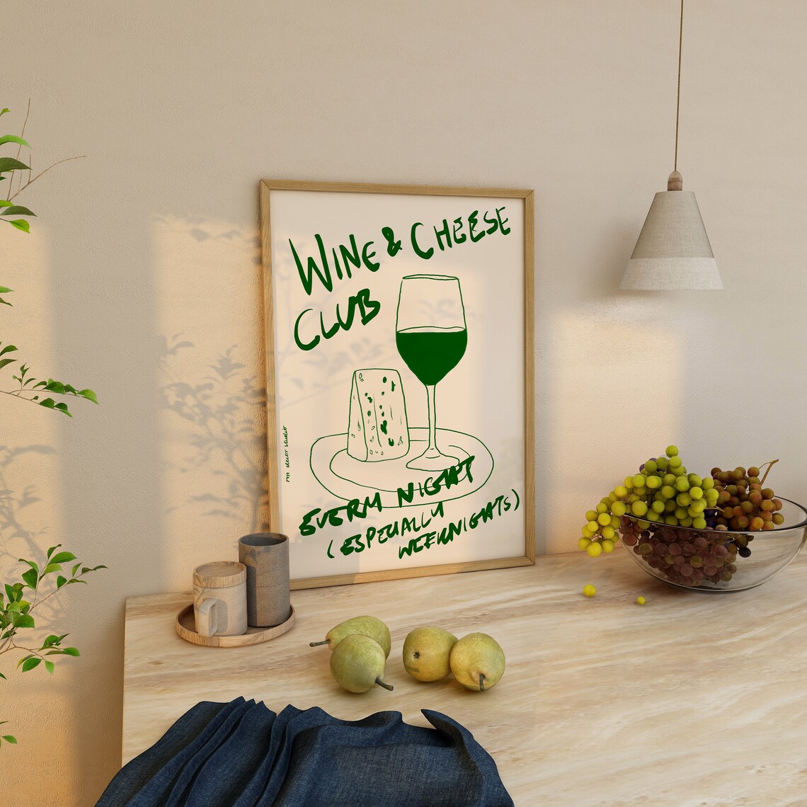 Wine and Cheese Club Vintage Kitchen Art Print