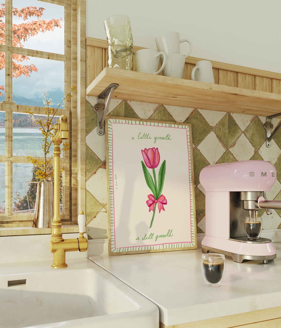 A Little Growth Is Still Art Print, Vintage Flower