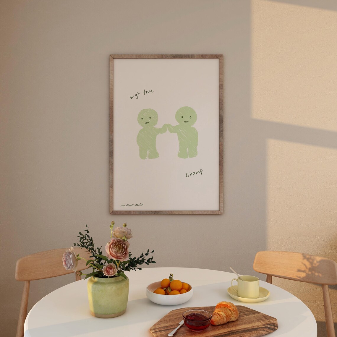 High Five Champ Vintage Retro Kitchen Poster