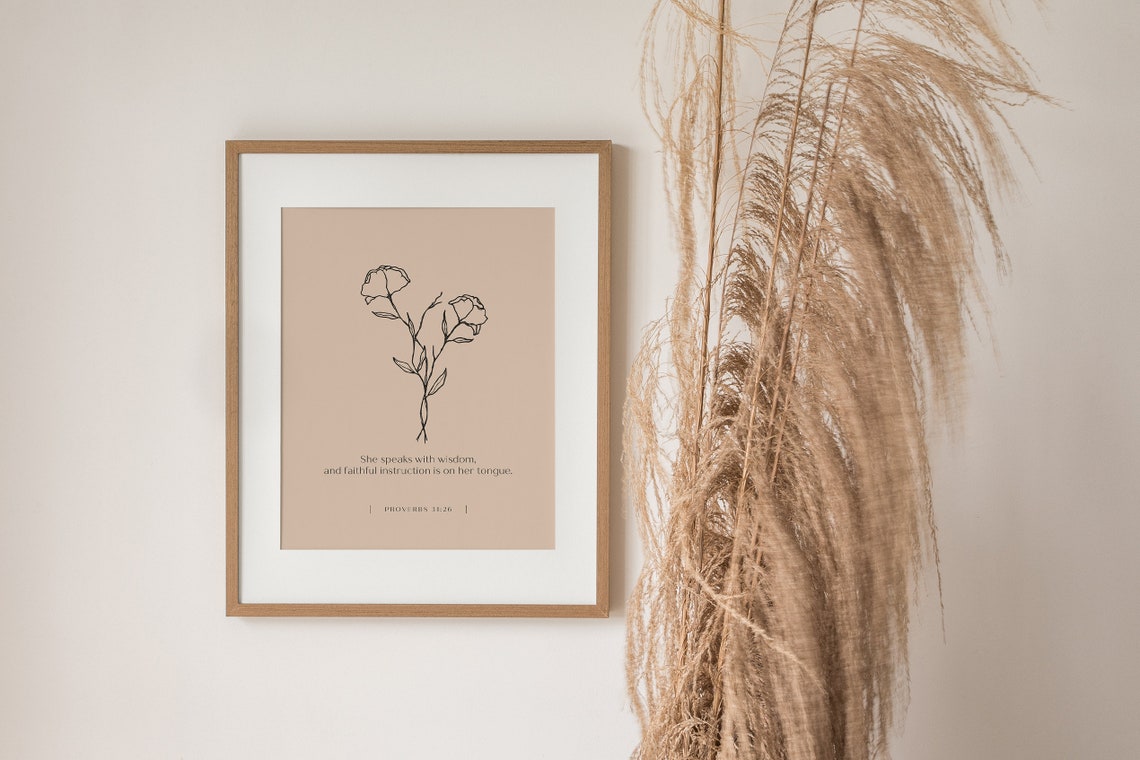 Proverbs 31 She Speaks With Wisdom Mothers Day Gift For Mum Bible Verse Wall Art Scripture Print For Women Gifts For Her - Image 3