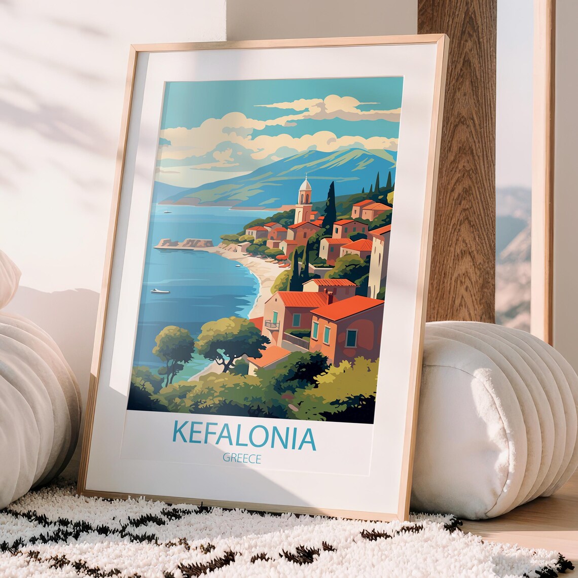 Kefalonia Greece Vintage Travel Poster