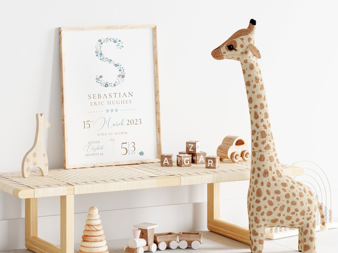Personalised Baby Girl Birth Details Nursery Print - Image 2