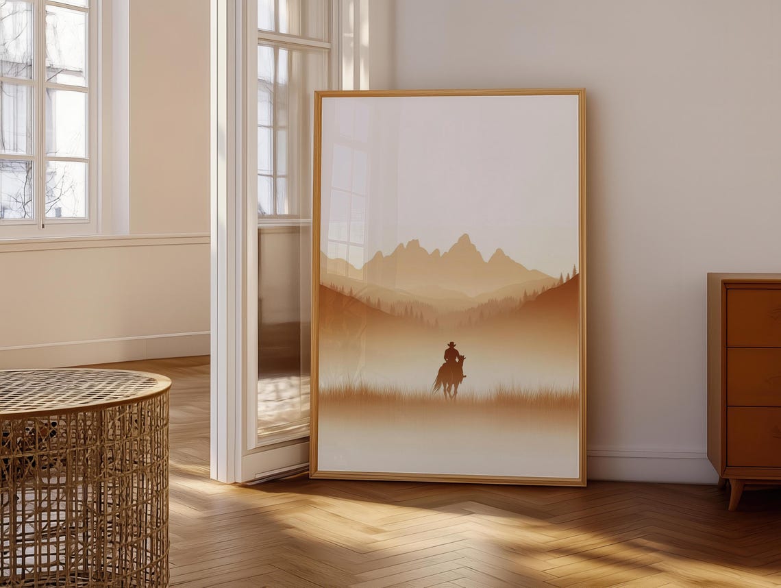 Western Cowboy Minimalist Print Wall Hanging Masculine Wall Art Art Southwestern Artwork - Image 7