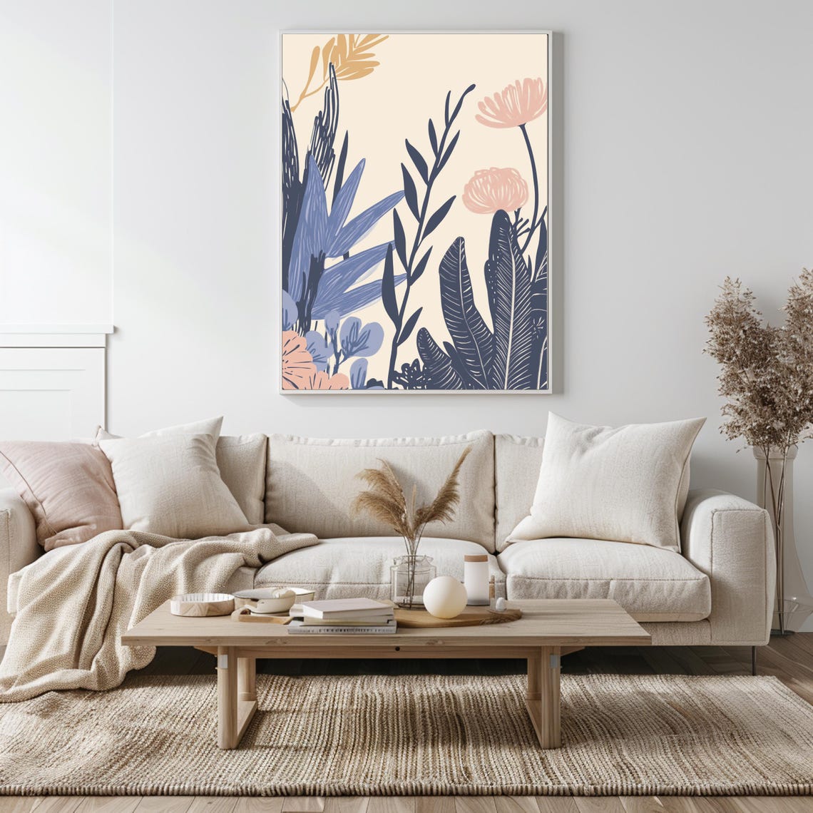 Colorful Chinoiserie Botanical with Peach Blossoms Floral Wall Poster - Image 5