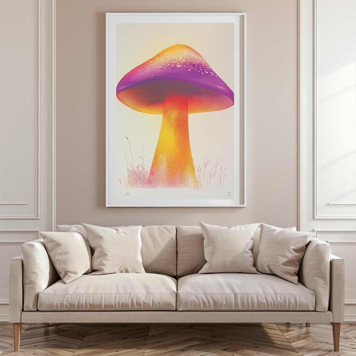 Airbrush Gradient Purple Orange Mushroom Psychedelic Fungi Art Poster - Image 6