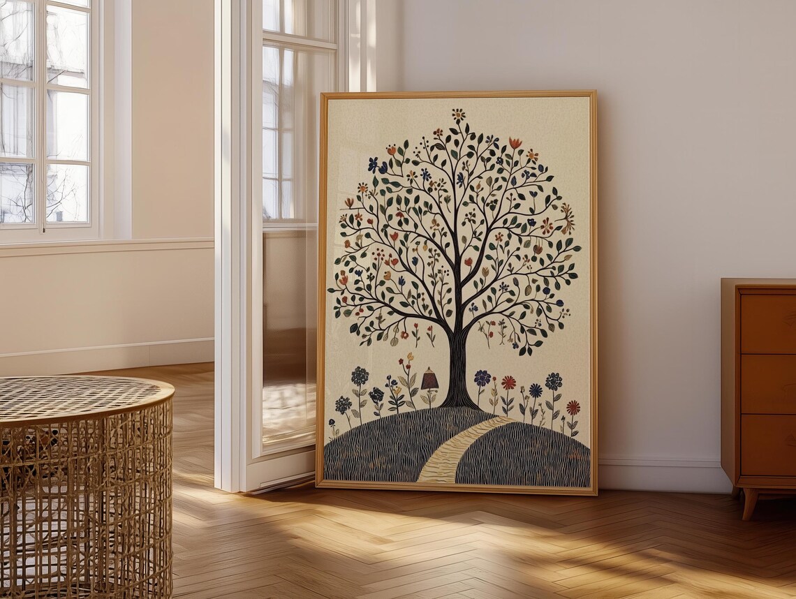 Cool Tree Folk Art Botanical Poster Print - Image 6