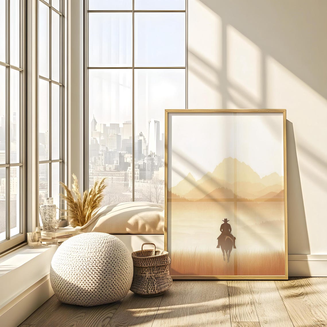 Western Cowboy Minimalist Print Wall Hanging Masculine Wall Art Art Southwestern Artwork - Image 2