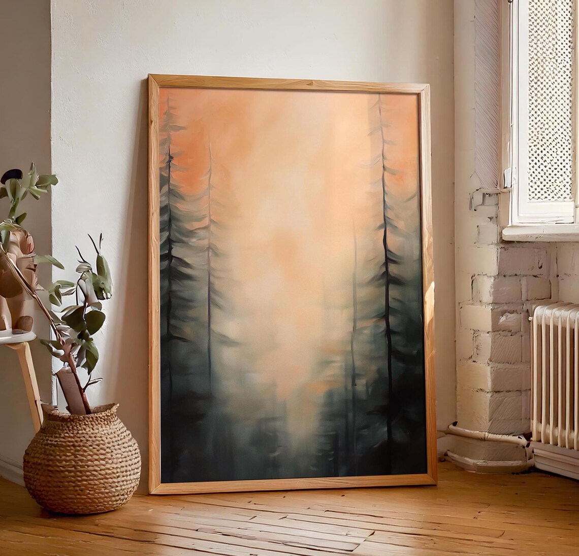 Abstract Pine Tree Wall Art Vintage Forest Painting Rustic Masculine Wall Hanging Art Nature Artwork - Image 7