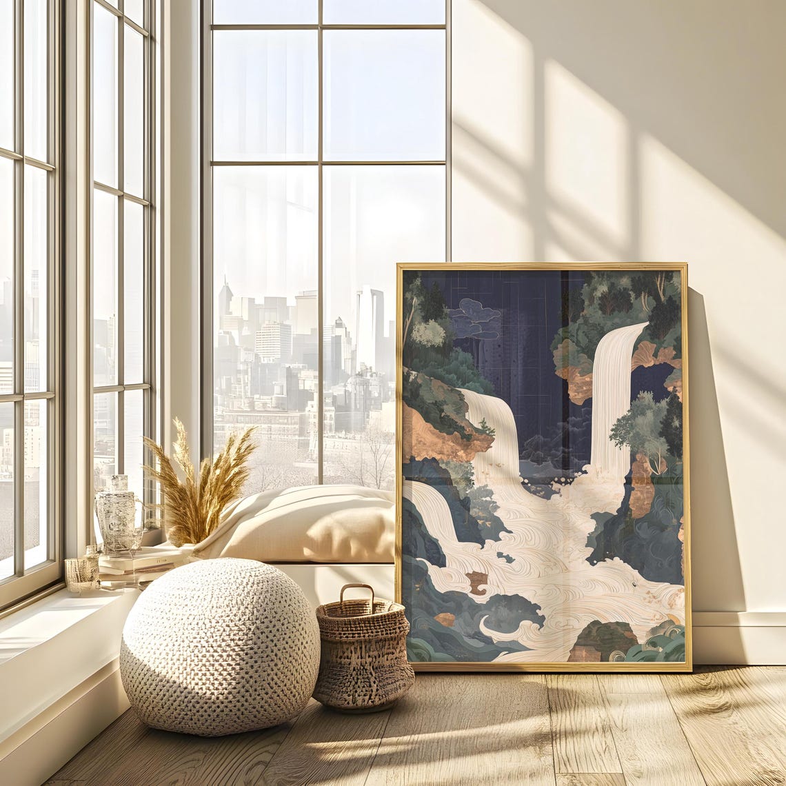 Japanese Ikigai Ukiyo E Print Waterfall Painting Poster Masculine Wall Hanging Art Traditional Japanese Artwork - Image 3