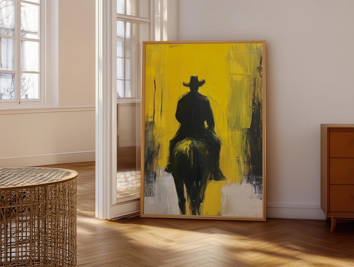 Western Cowboy Oil Painting Print Wall Hanging Masculine Wall Art Art Southwestern Artwork - Image 6