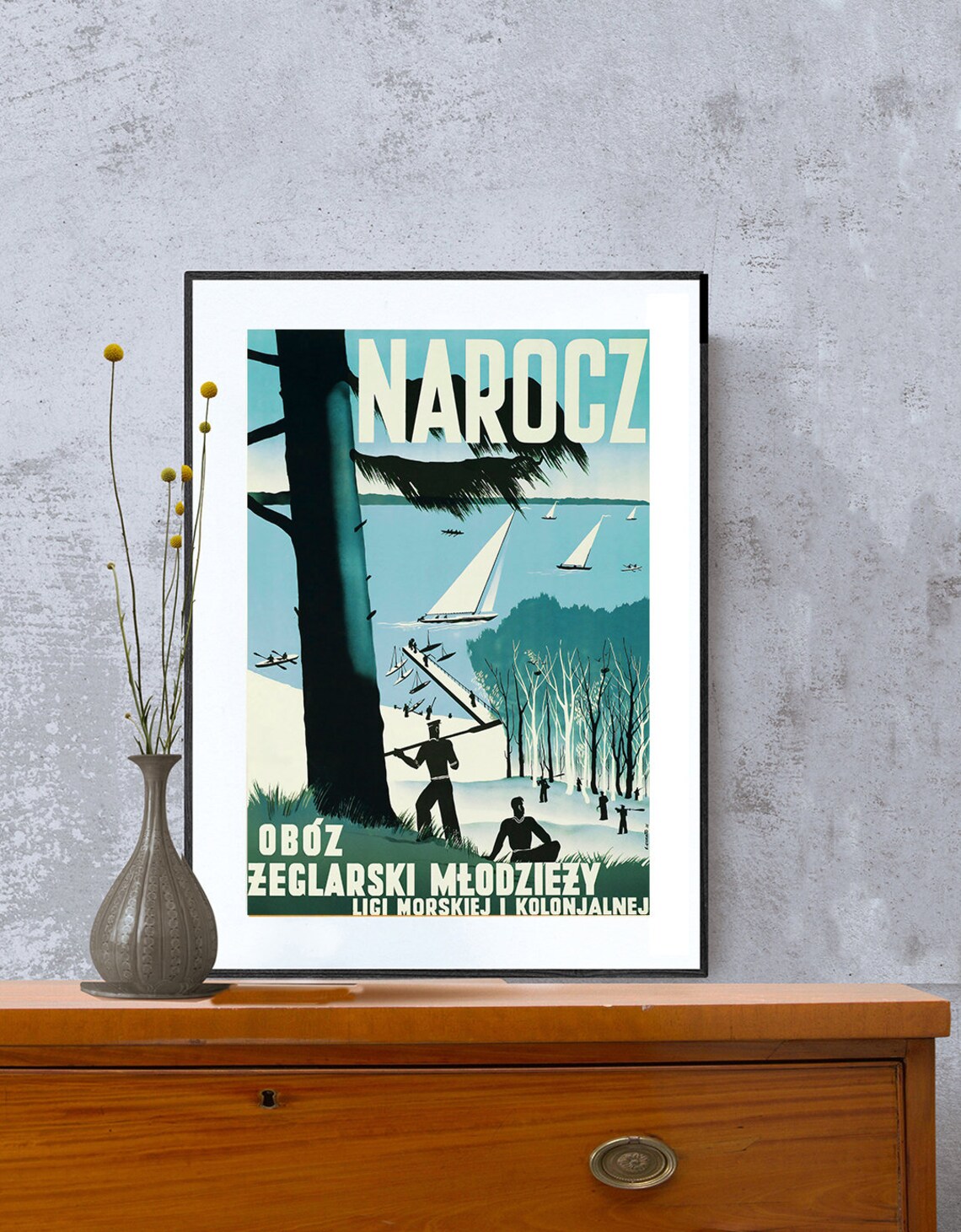 Narocz Poland Vintage Youth Sailing Camp Lake Naroch Sports Poster