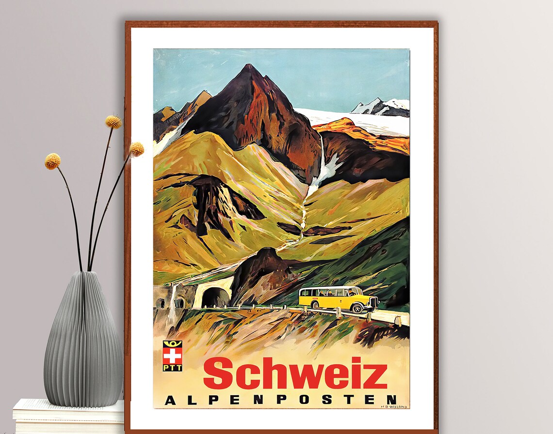 Alpenposten Schweiz Vintage Travel Poster