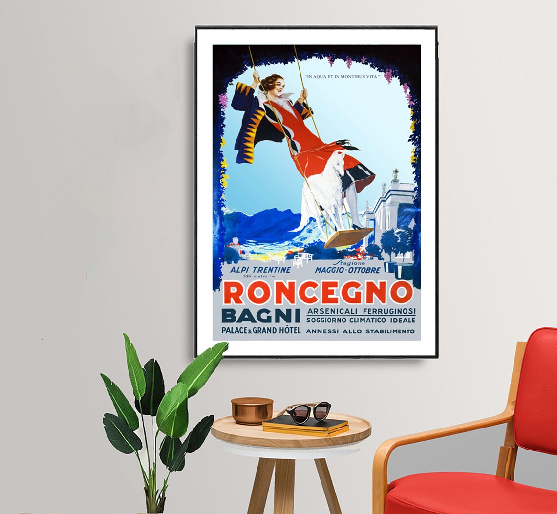 Roncegno Bagni Trentino Vintage Italian Alpine Spa Travel Poster