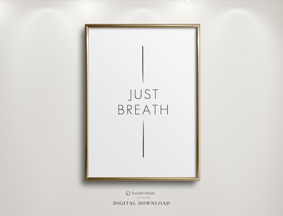 Minimalist Just Breathe Print Simple Wall Art Highquality Inspirational Quote Home Decor Modern Office