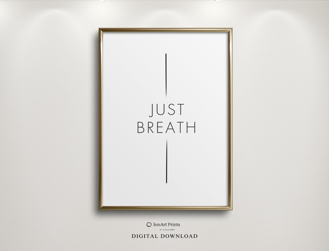 Minimalist Just Breathe Print Simple Wall Art Highquality Inspirational Quote Home Decor Modern Office