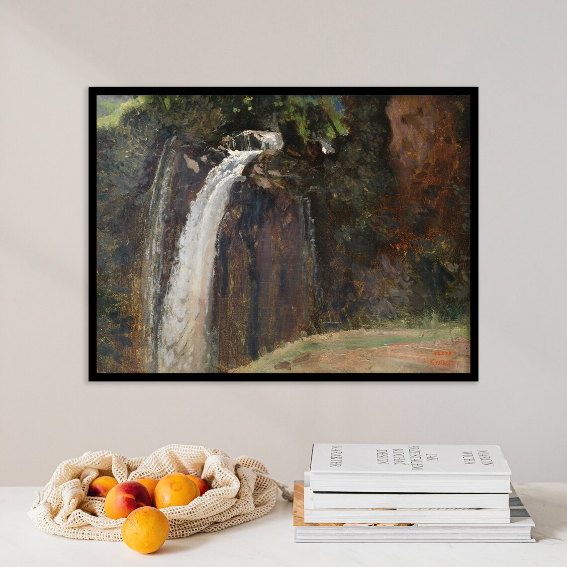 Camille Corot Waterfall At Terni 1826 Classic Oil Landscape Poster