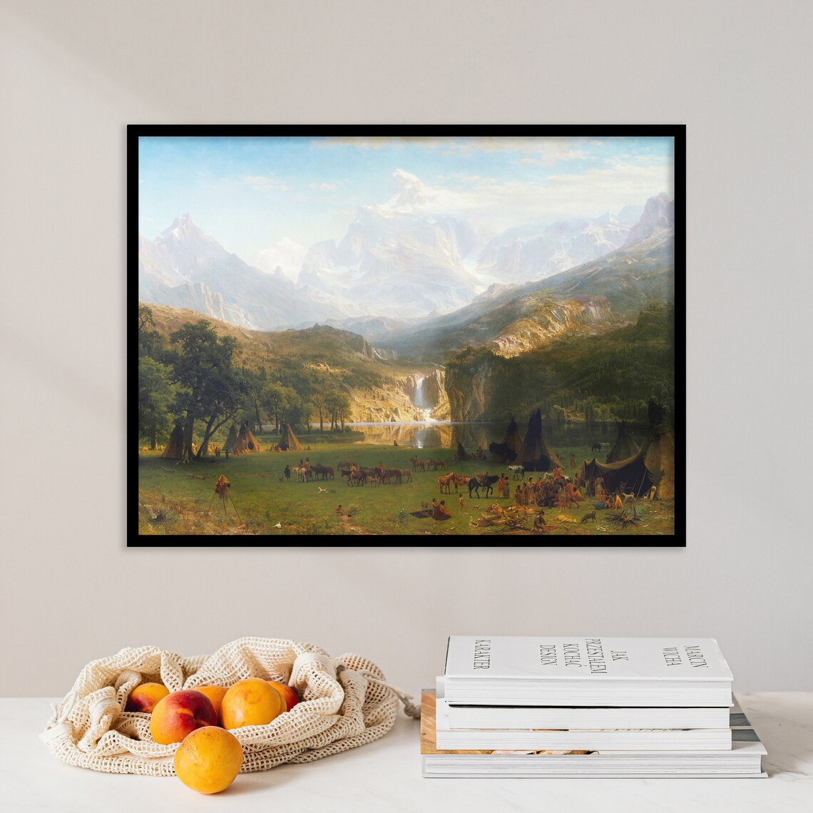 Albert Bierstadt Landers Peak 1863 Valley Tipis Waterfall Landscape Poster