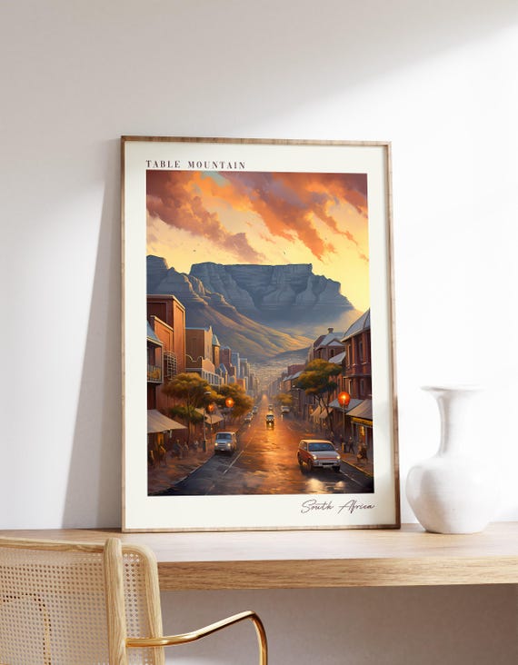Table Mountain Travel Poster South Africa Decor Print