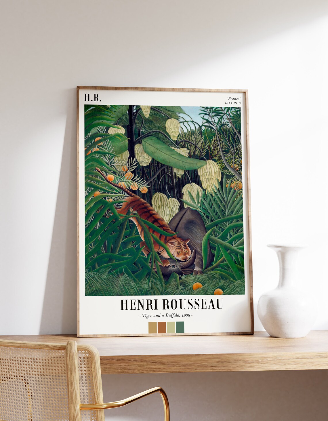 Henri Rousseau Tiger And A Buffalo Poster Print