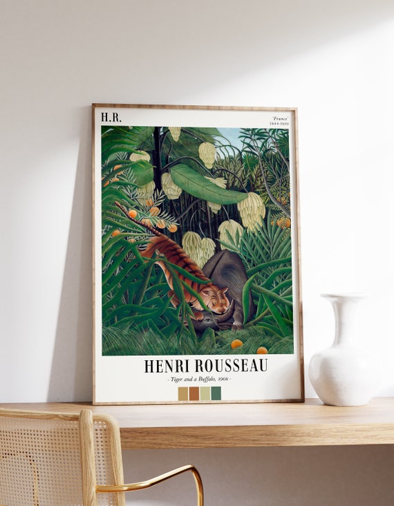 Henri Rousseau Tiger And A Buffalo Poster Print