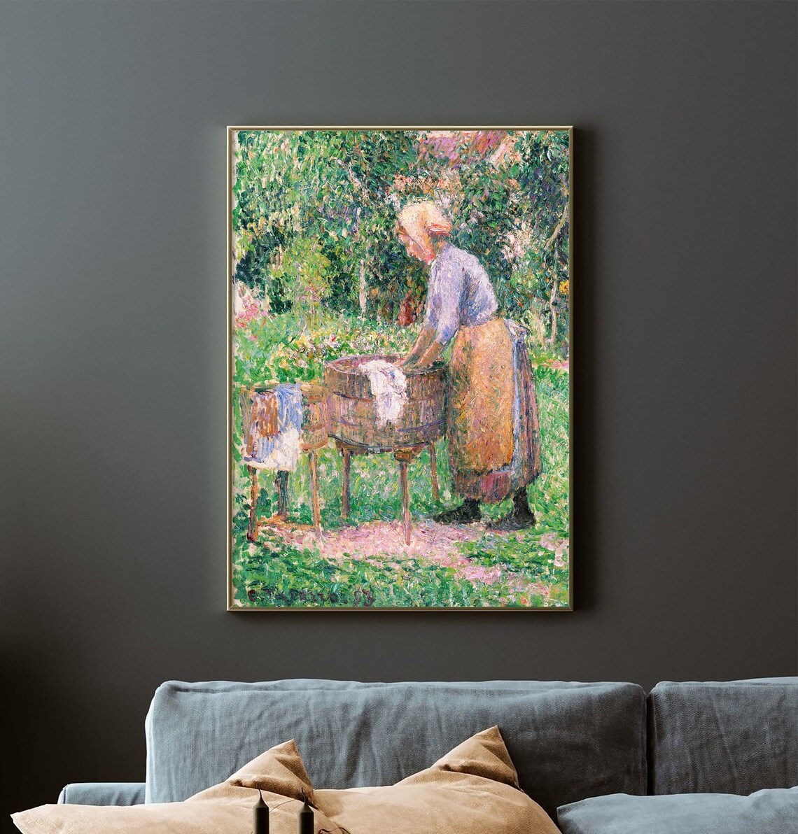 Camille Pissarro A Washerwoman at Ragny 1893 Impressionist Vintage Poster
