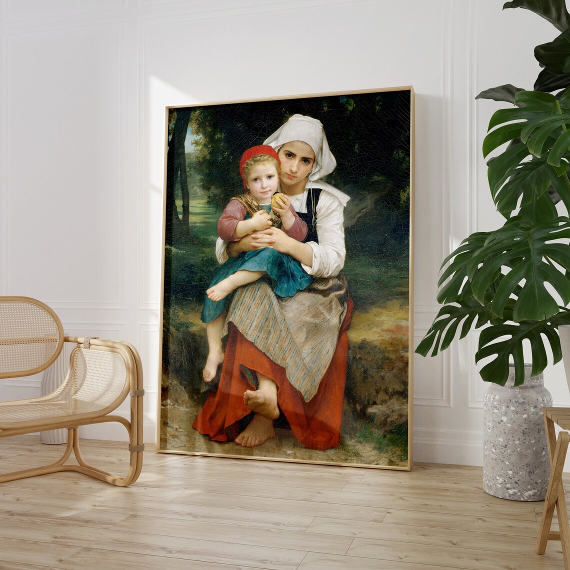 William Bouguereau Breton Brother And Sister, Vintage Art Print