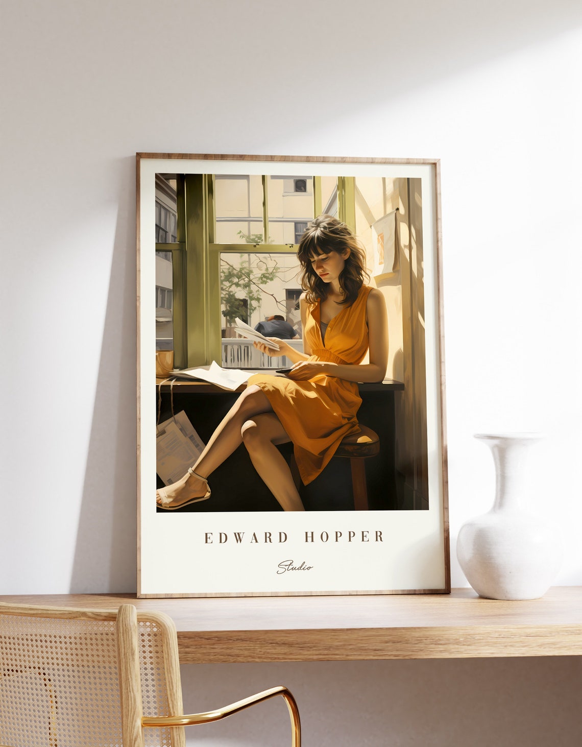 Edward Hopper Studio Woman Reading Sunlit Window Painting Poster