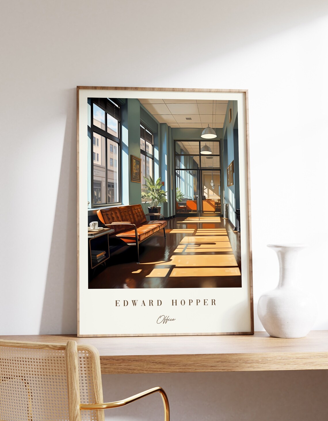 Edward Hopper Office Sunlit Interior Corridor Scene Art Poster