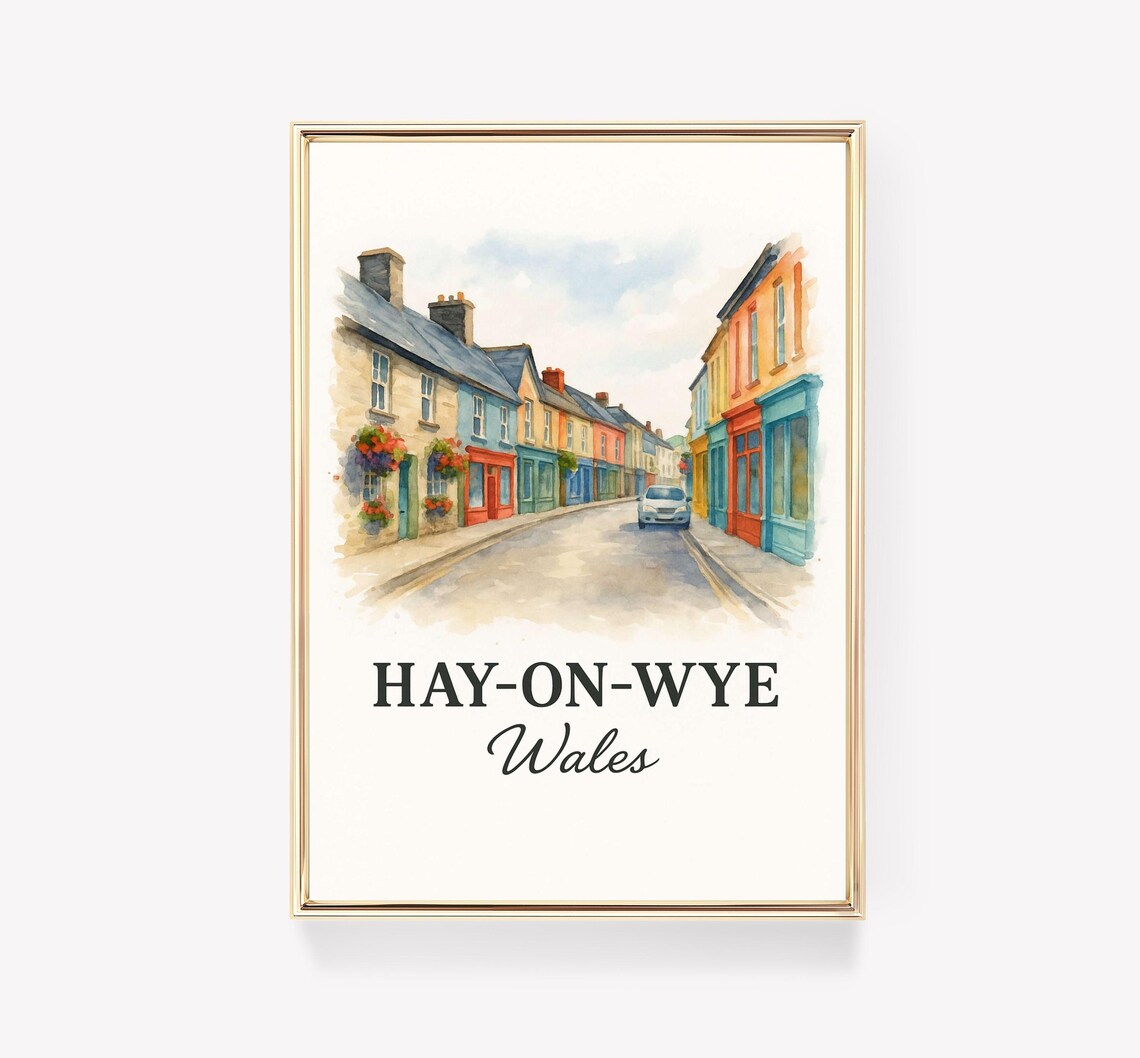 Hayonwye Travel Poster, Vintage Wales Print