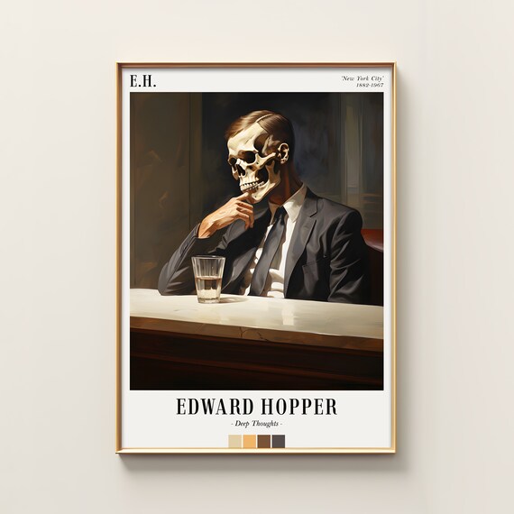 Edward Hopper Exhibition Art Print Mid Century Modern Memento Mori Wall Dark Academia Victorian Era Famous Antique Painting