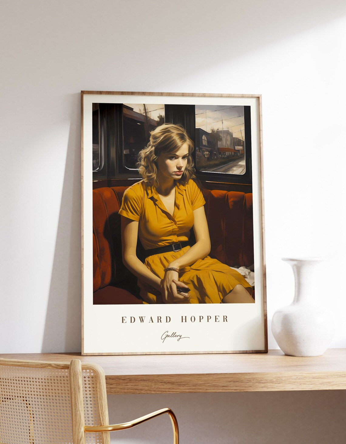 Edward Hopper Gallery Woman Yellow Dress Seated Painting Poster