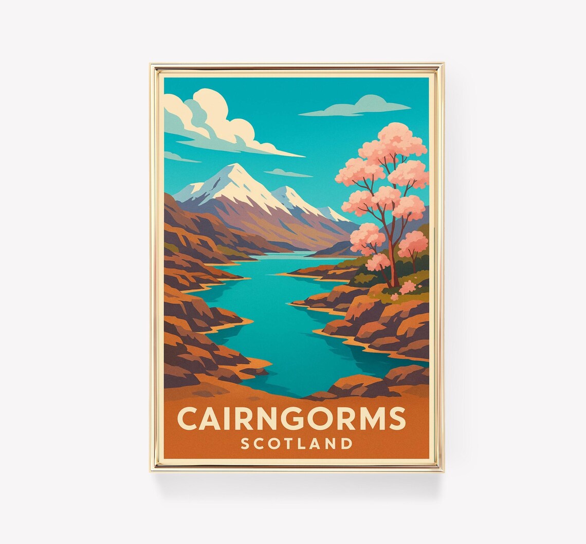 Cairngorms Vintage Travel Poster, Scotland Art Print