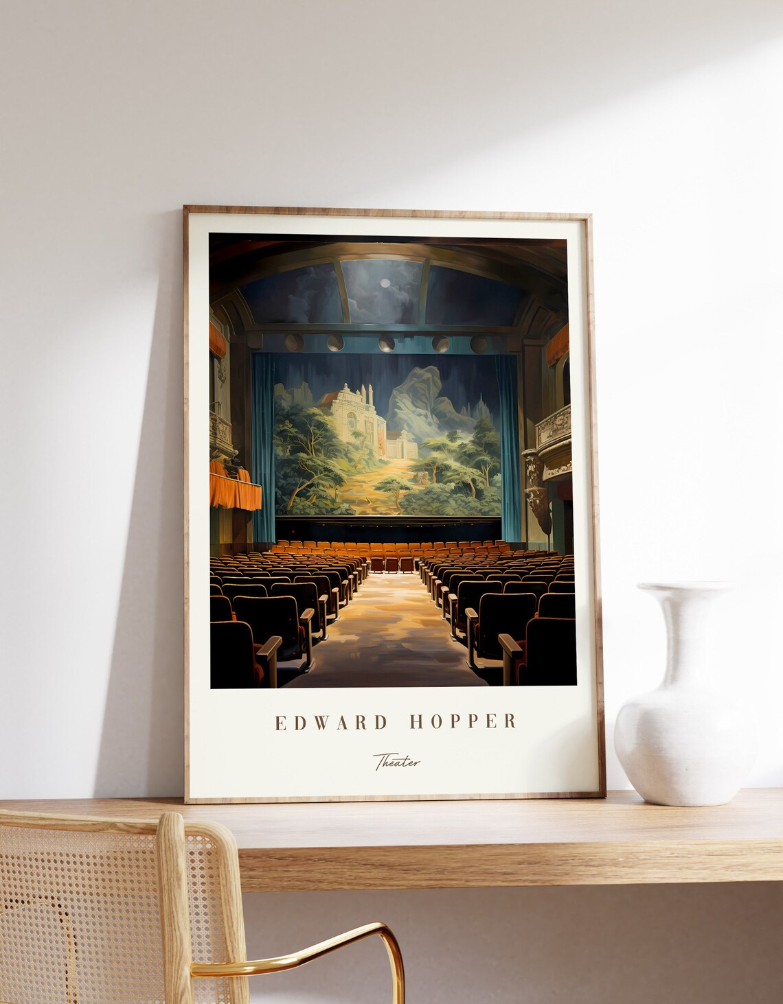 Edward Hopper Theater Empty Stage Vintage Interior Painting Poster