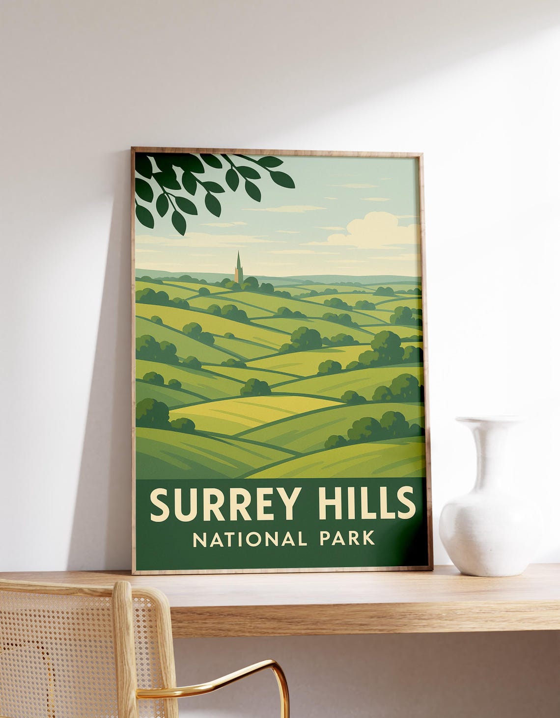 Surrey Hills National Park Rolling Green Countryside Scenic Poster