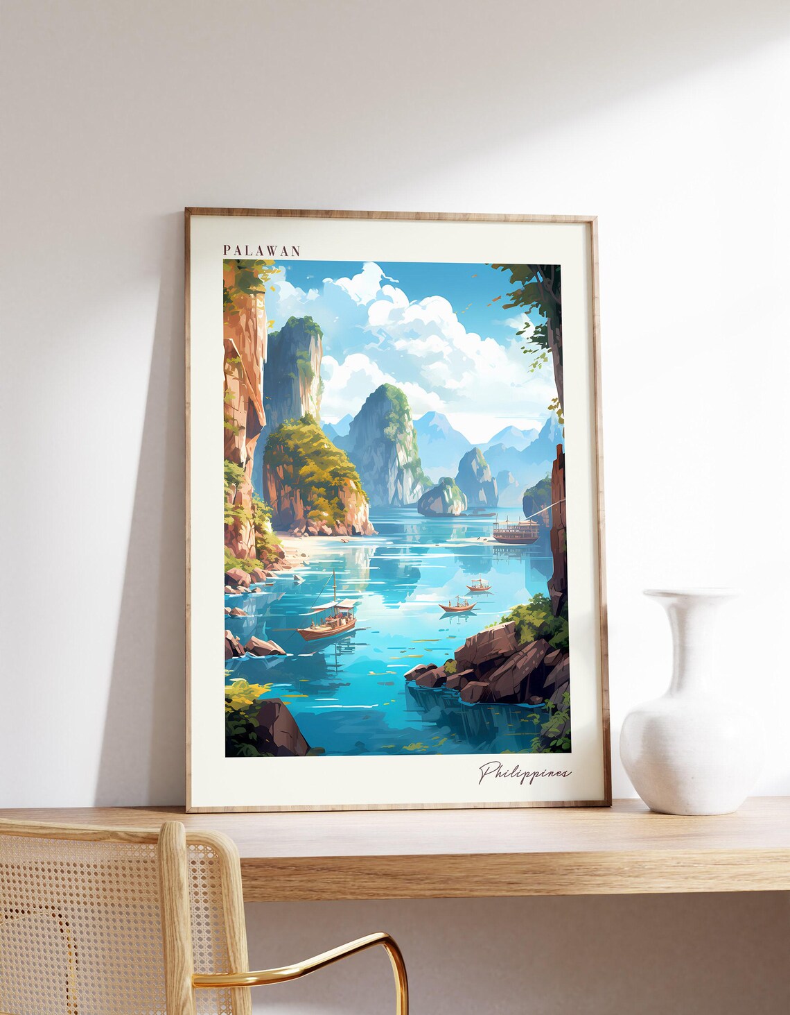 Palawan Philippines Limestone Karst Lagoon Tropical Travel Poster