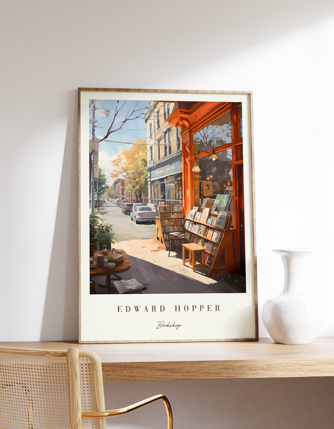 Edward Hopper Bookshop Sunny Street Scene Bookstore Art Poster