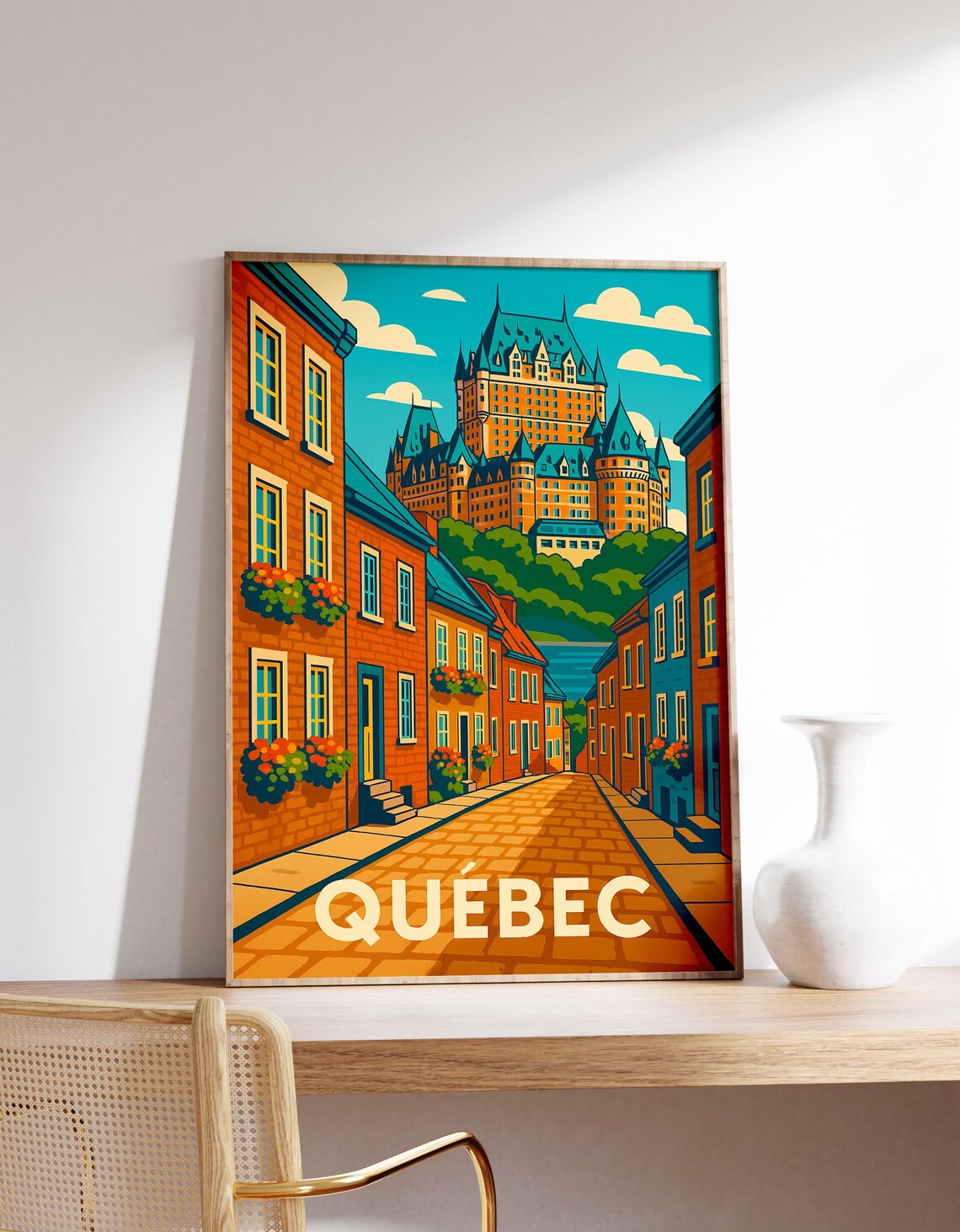 Quebec City Poster, Chateau Frontenac Travel Poster